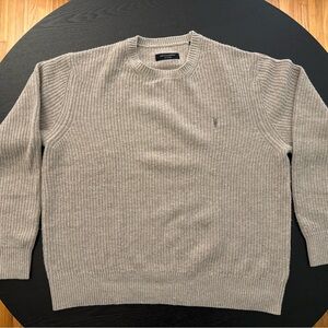 AllSaints Men's Beige Stein Open Weave Crew Neck Ramskull Sweater XXL